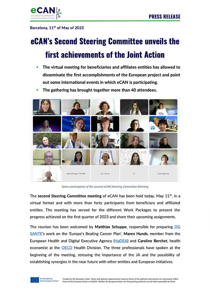 eCAN’s Second Steering Committee unveils the first achievements of the Joint Action PR13