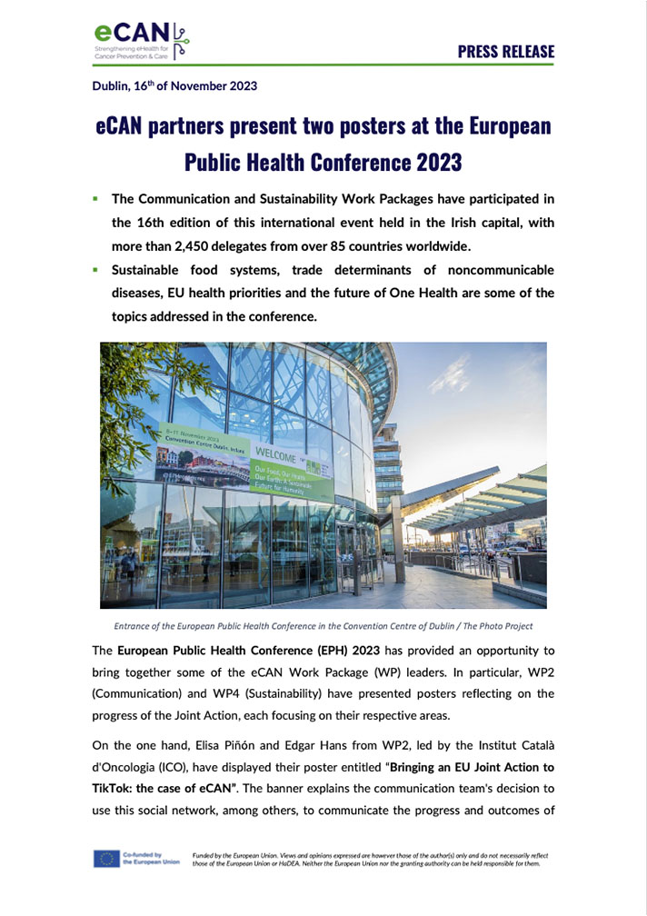 eCAN partners present two posters at the European Public Health Conference 2023