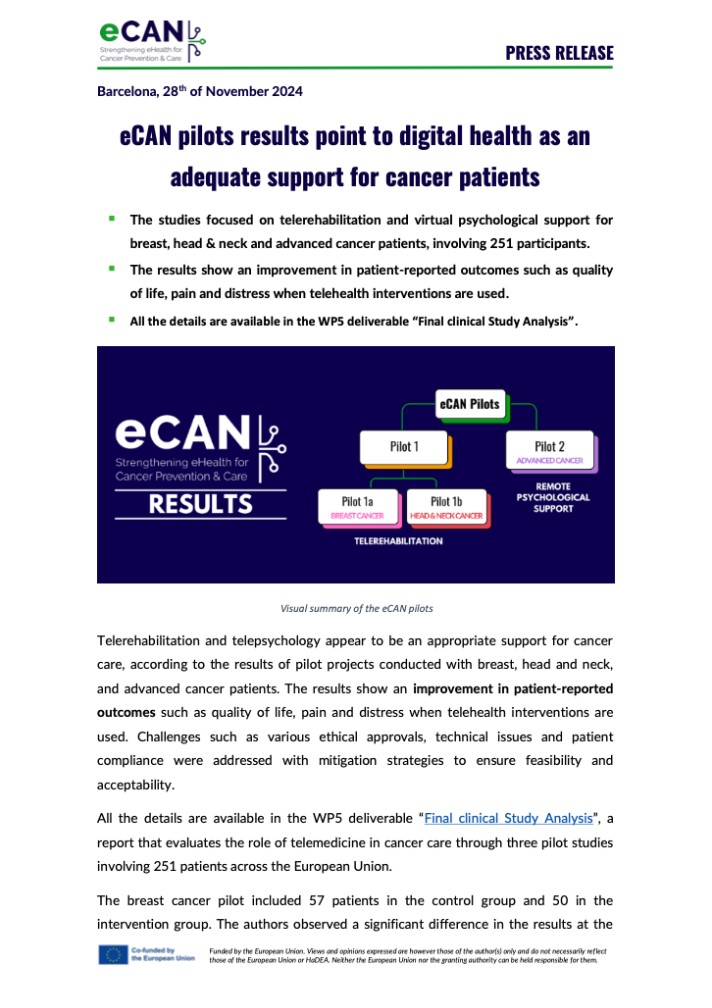 eCAN pilots results point to digital health